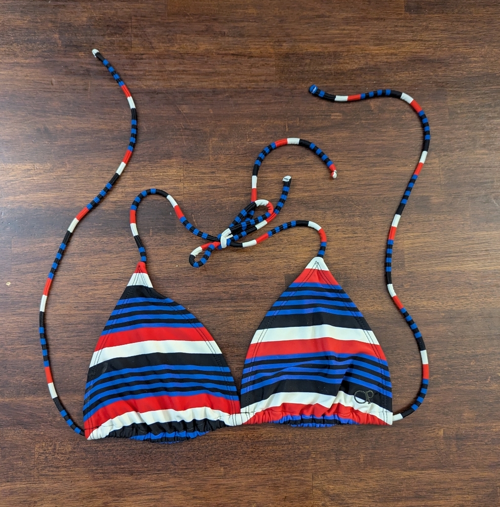 OP Striped Triangle Bikini Top Juniors Size Large EUC